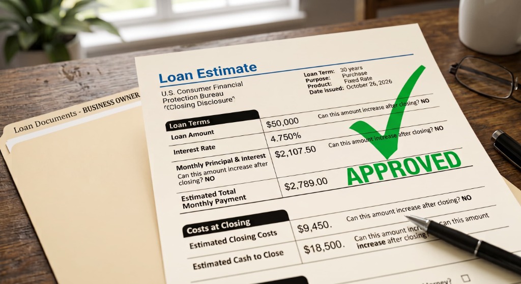 Approved loan estimate documents